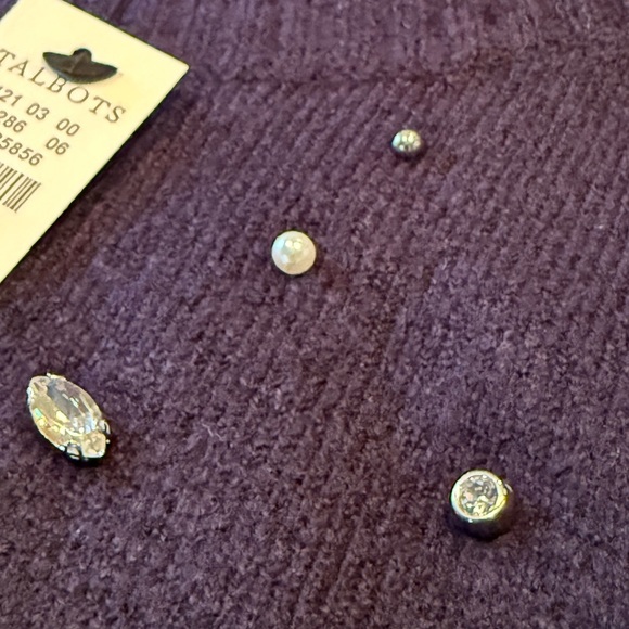 NWT Talbots Navy Crew Nexk Sweater w Faux Stone Accents SZ M - Picture 7 of 14